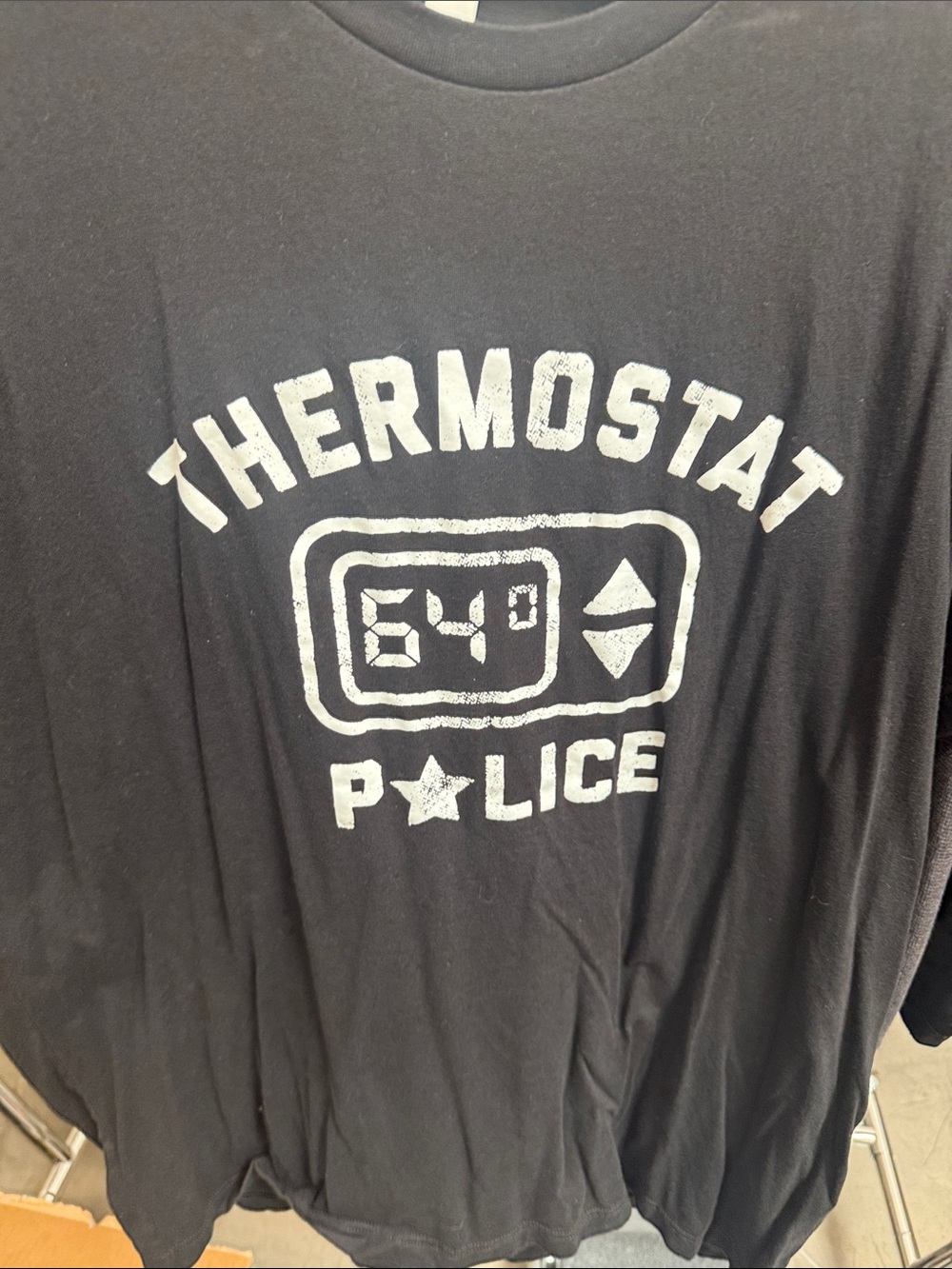 Bella Canvas Black T-Shirt with White Thermostat Police Graphic